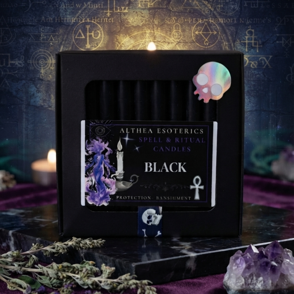 BLACK SPELL CANDLES - 10 Pack