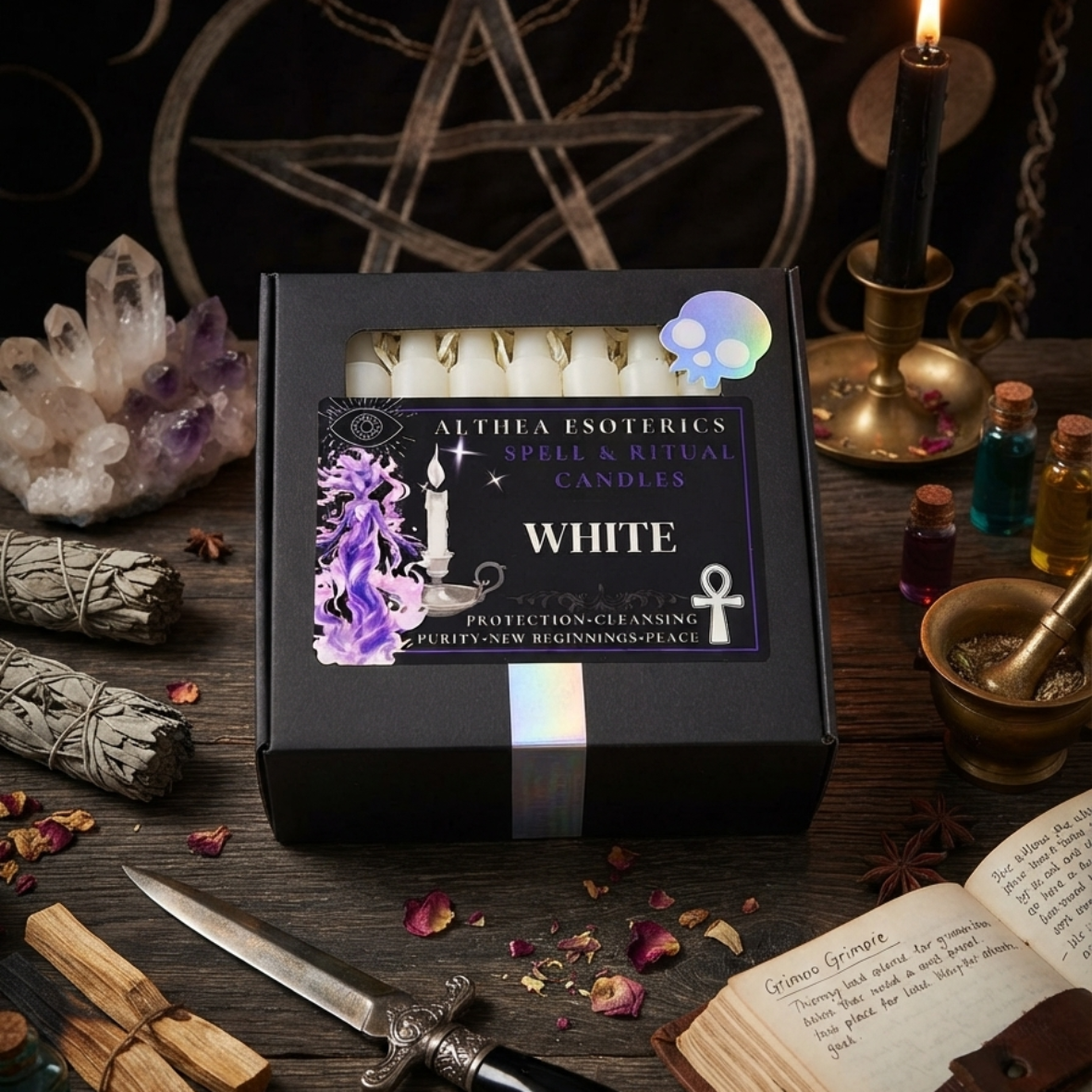 WHITE SPELL CANDLES - 10 Pack