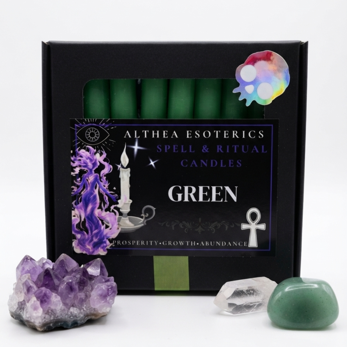GREEN SPELL CANDLES - 10 Pack